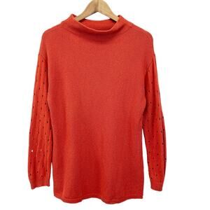 Moth Anthropologie Womens M Ceres Sweater Mockneck Burnt Orange Cottage Bohemian